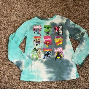 Marvel Kids Long Sleeve Tie-Dye Shirt - Green and Blue